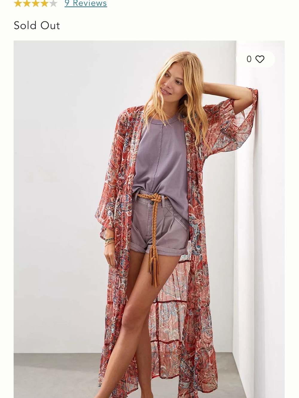 🦋Anthropologie Paisley Tiered Kimono Duster Metallic Lurex Stripe OS Boho🧡